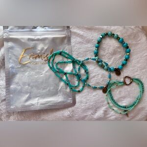 Erimish Turquoise & Gold Beaded Bracelet Stack of 5